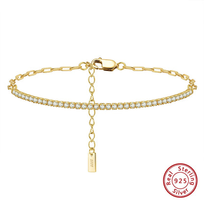 Gold Plated Paperclip Chains Tennis Bracelet For Women