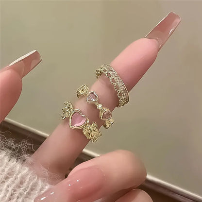 Crystal Kpop Crown Adjustable Ring Irregular Geometry Punk Rings