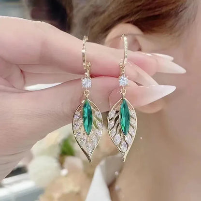 Crystal Leaf Earrings | Women's Leaf Earrings | Charme En Pierre