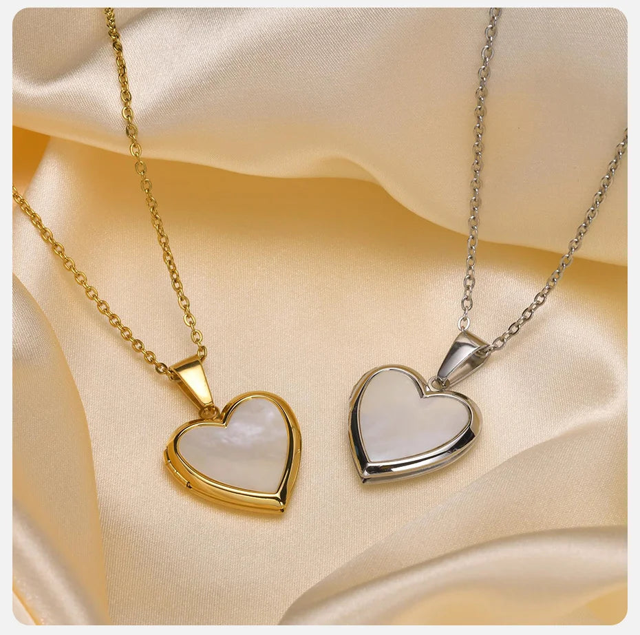 Women Locket Necklaces, Openable Heart Pendants, Stainless Steel