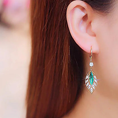 Crystal Leaf Earrings | Women's Leaf Earrings | Charme En Pierre