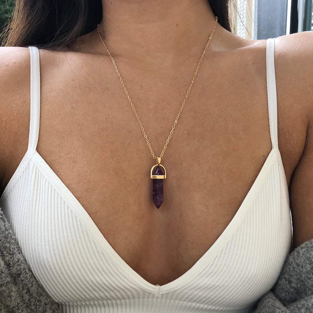 Hexagonal Crystal Pendant | Crystal Quartz Pendant | Charme En Pierre