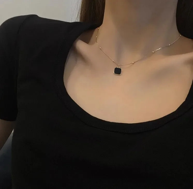 Black Pendant Choker | Black Pendant Necklaces | Charme En Pierre