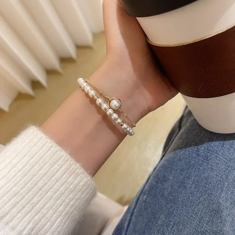 Imitation Pearl Stretchable Bracelet for Women Personalized Fashion