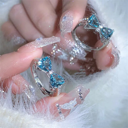 Crystal Kpop Crown Adjustable Ring Irregular Geometry Punk Rings