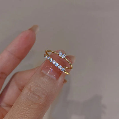 Crystal Kpop Crown Adjustable Ring Irregular Geometry Punk Rings