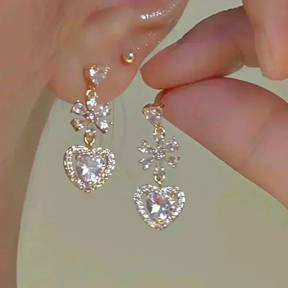 Green Crystal Golden Leaves Earrings for Women Daily Accessories