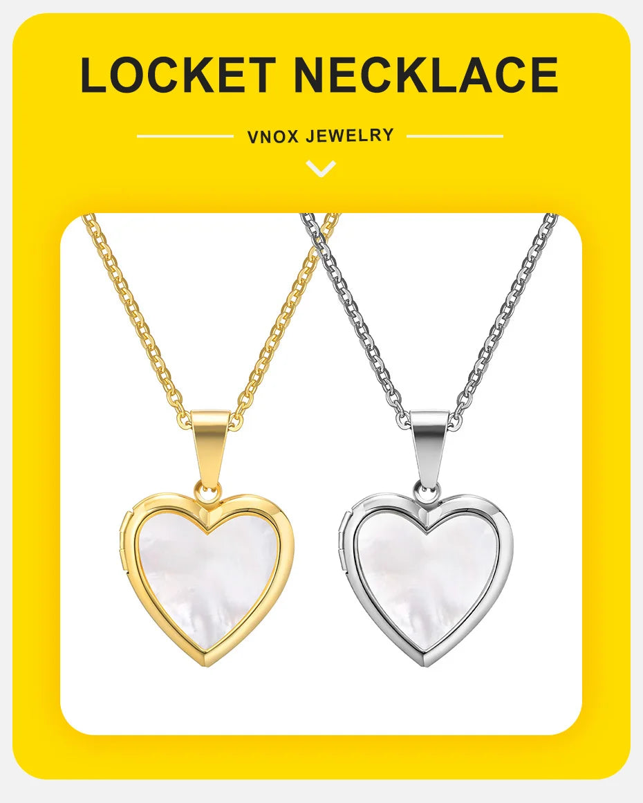 Women Locket Necklaces, Openable Heart Pendants, Stainless Steel