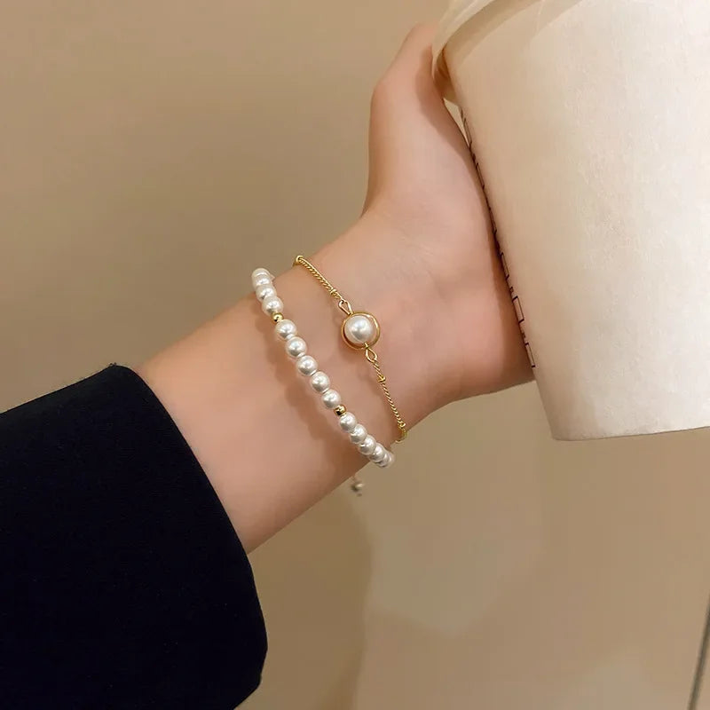 Imitation Pearl Stretchable Bracelet for Women Personalized Fashion