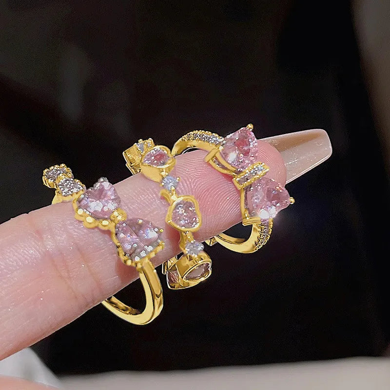 Crystal Kpop Crown Adjustable Ring Irregular Geometry Punk Rings