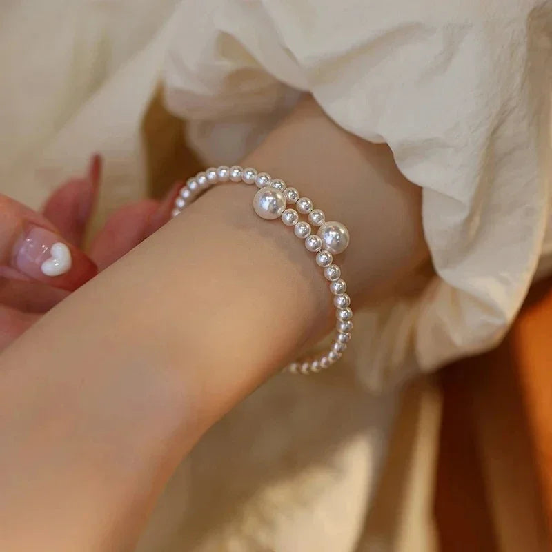 Imitation Pearl Bracelet | Stretchable Bracelet | Charme En Pierre