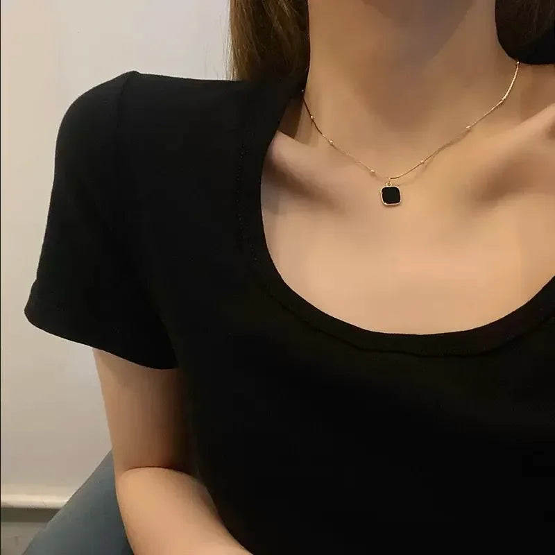 Black Pendant Choker | Black Pendant Necklaces | Charme En Pierre